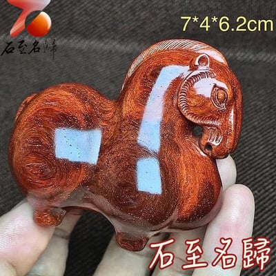 印度小葉紫檀老料滿金星 馬年開運手把件【盛世神駿】1