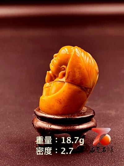 壽山田黃石收藏雕件【彌勒】 附福州壽山石鑑定中心鑑定證書2