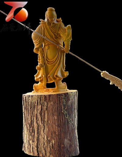 台灣現貨 實體店鋪 雲南黃楊木精雕作品 【關公-義薄雲天】2