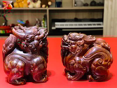 印度小葉紫檀高油密二膘料 湘工手作【瑞獸貔貅套組】1