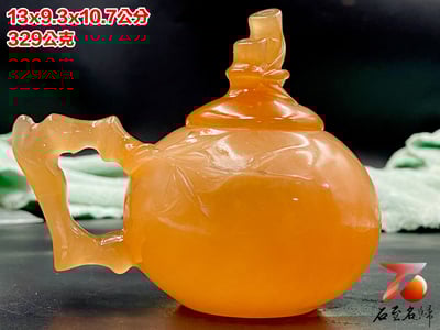 正宗青海凍石 手工雕刻 【節節高升茶壺】附精美收藏禮盒4