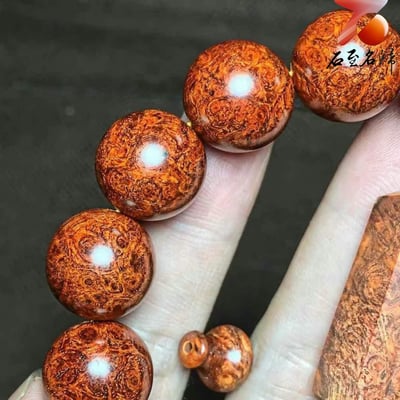 印度小葉紫檀泥料瘤疤+螺旋金星【匯聚財運的傳世佳作-招財進寶】15mm手珠4