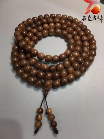 正宗印度老山檀香 虎皮紋爆黑肉九分沉 【傳世臻品老型珠】1