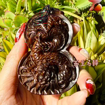 天然 印度小葉紫檀高油密帶金星樹心料 湘工手作【真龍納瑞．福祿在握】2