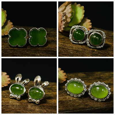 典雅設計 碧玉精品戒指/耳環 附碧玉檢定贈書＋精美收藏禮盒 鑲嵌925銀戒台 款式獨特 造型齊全2