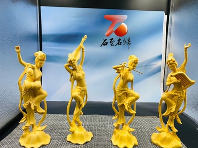 大葉黃楊木【飛天四音】中式古典雅件1