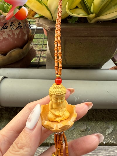 平和守護・橄欖枝竹節 x 菩提蓮花 x 黃楊木Q版佛祖掛件4