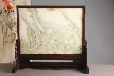 印度小葉紫檀 雲石屏風5