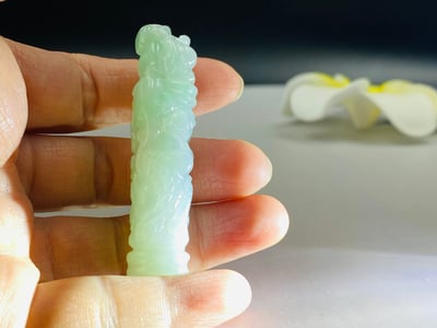 翠青翡翠【龍柱招財貔貅印】3