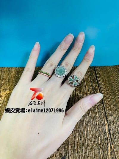 翡翠A貨+925銀【皇冠造型戒指】戒圍可伸縮 附玉石鑑定書2