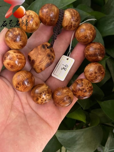 太行崖柏極品雲紋纓子瘤20mm手珠 9號5