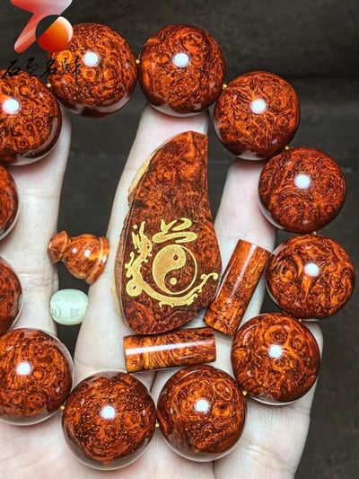 印度小葉紫檀20mm×12顆爆滿瘤疤+金星【道】4