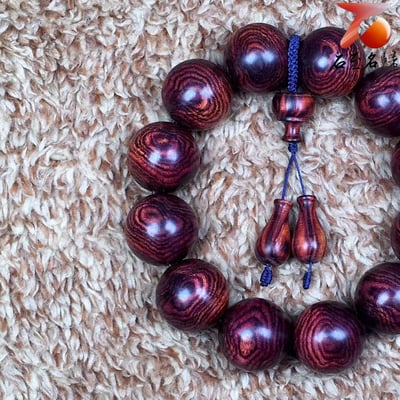 海南黃花梨  蜘蛛紋老料20mm手珠 重量37.4公克2