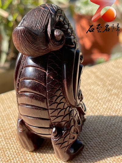 印度小葉紫檀高油密二膘料 手把件／擺件 【鰲魚】4