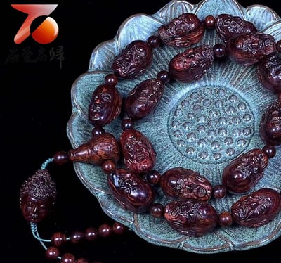 臻品 海南黃花梨老料紫油梨十八羅漢 重量122.8克2