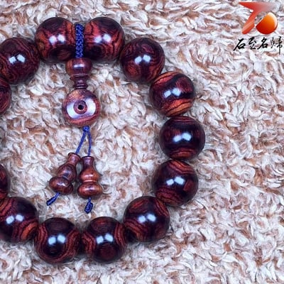 海南黃花梨 老乾料 X紋對眼鬼臉16mm手珠 重量28.7公克3