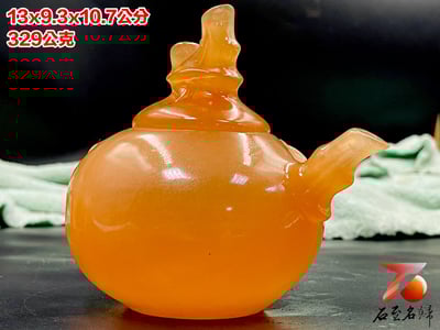 正宗青海凍石 手工雕刻 【節節高升茶壺】附精美收藏禮盒3