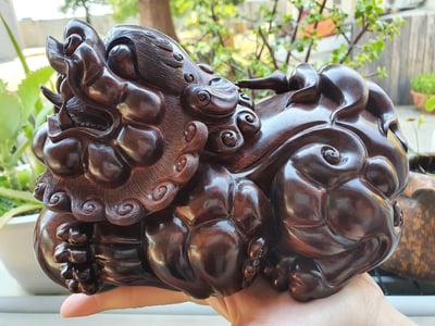 傳承臻品 海南黃花梨極品紫油梨老料【招財貔貅】1