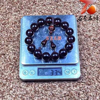 海南黃花梨 紫油梨沉水老料 大黑線直順紋15mm手珠7