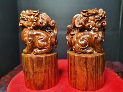 海南黃花梨油梨野生老料【貔貅印章】一對2