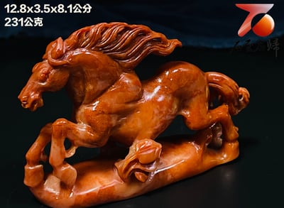 精美壽山石 老師傅手工雕刻【駿馬奔騰】2