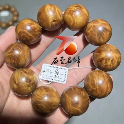 天然 金絲楠木小葉楨楠｜水波帶瘤疤 25mm手珠11號3