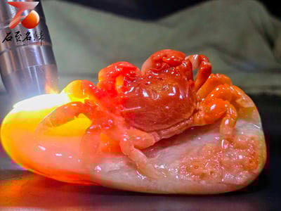 老撾高山石手工精雕 張國民老師作品【步步高升，八方來財】10