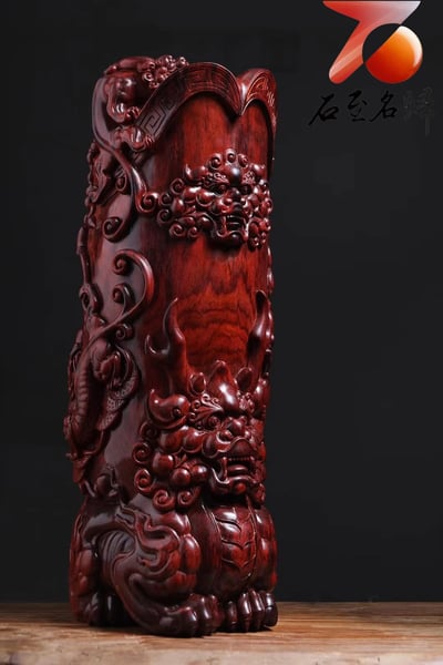 天然 印度小葉紫檀・湘工製作【五龍聚財鼎】5