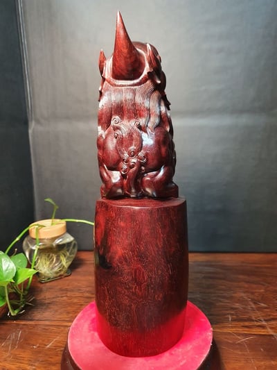 印度小葉紫檀【招財貔貅風水柱】5