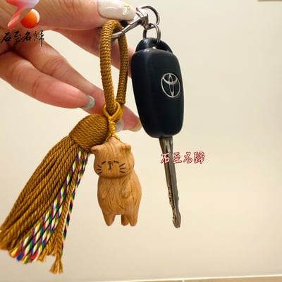 櫸木精雕吊飾【午後慵懶貓】高5公分4