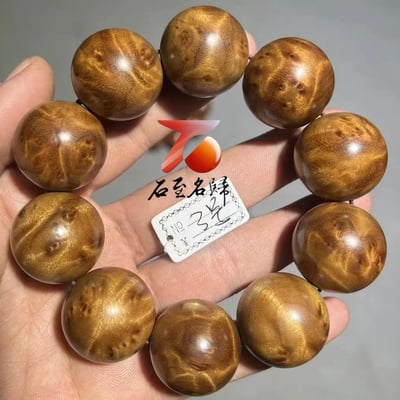 天然 金絲楠木小葉楨楠｜水波瘤疤 25mm手珠3號2