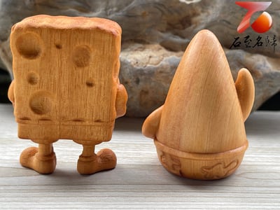 崖柏木雕件【海綿寶寶與派大星】高5公分3