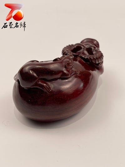 印度小葉紫檀高油密材質 湘工工藝精品手把件【鼠你牛】4