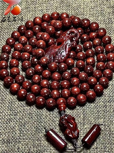 限量3條極品 印度小葉紫檀雞血紅爆滿粗金星10mm×108顆手串4