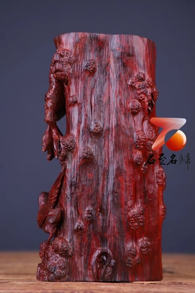 印度小葉紫檀精工款【雙喜臨門-筆筒】6