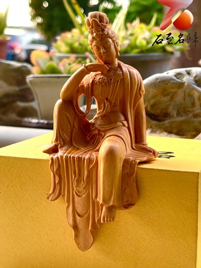 天然崖柏木整料雕 【自在觀音】附精美收藏禮盒5