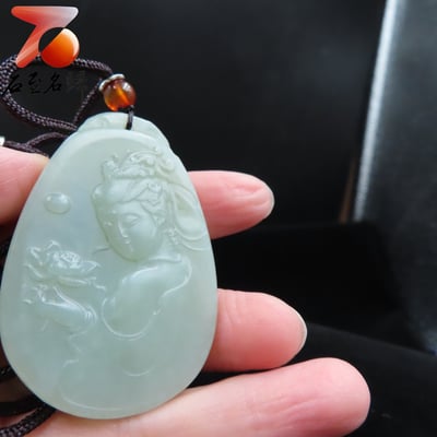 和田玉且末料【蓮花仕女牌】3