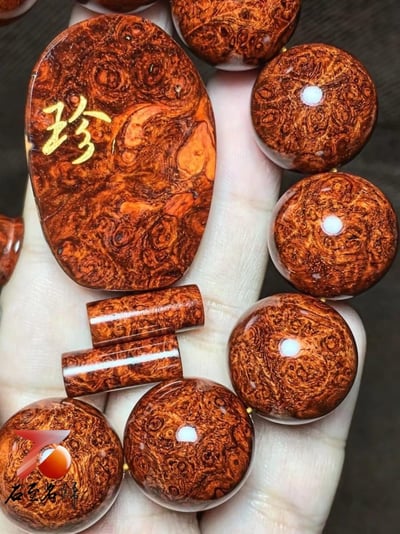 印度小葉紫檀泥料 爆滿纓子瘤疤手珠【珍】5