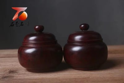 印度小葉紫檀高油密製品【好事成雙-茶葉罐】5