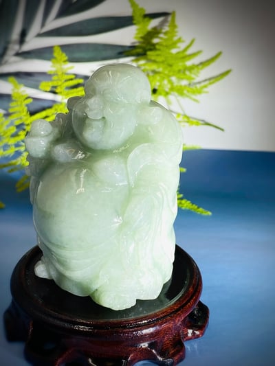 天然A貨翡翠 附收藏證書【帶財彌勒】2