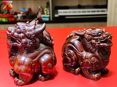 印度小葉紫檀高油密二膘料 湘工手作【瑞獸貔貅套組】3