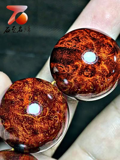 印度小葉紫檀檀手珠【福至心靈】25mm×10顆  爆滿瘤疤5