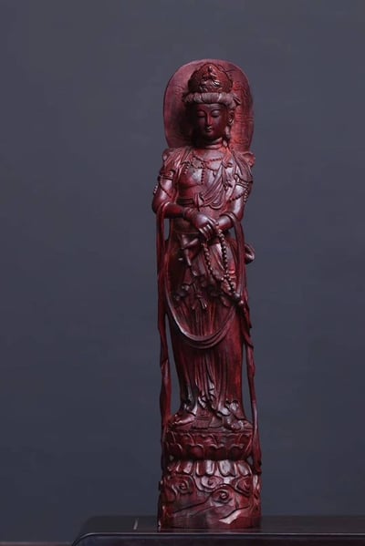 印度小葉紫檀老料【持珠觀音】1