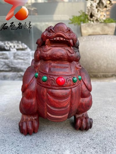 印度小葉紫檀高油密老料純手工製【如意招財貔貅】7