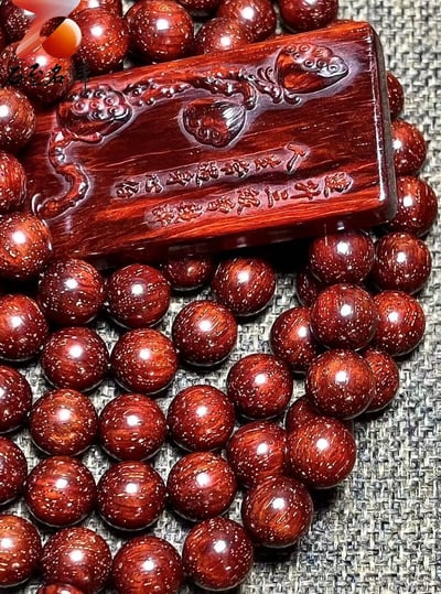 限量3條極品 印度小葉紫檀雞血紅爆滿粗金星10mm×108顆手串3