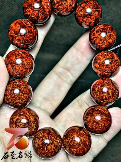 印度小葉紫檀手珠【珍奇】 老料瘤疤 18mm×13顆4