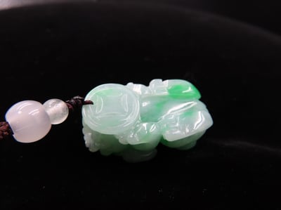 純天然綠翡翠 A貨可鑑定【招財貔貅項鍊/掛件】3