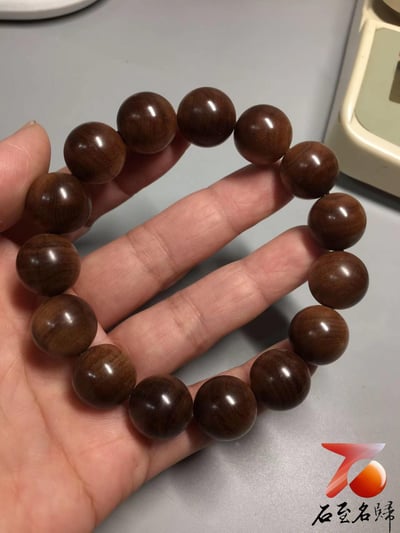 正宗印度老山檀香 虎皮紋爆黑肉沉水15mm手珠3
