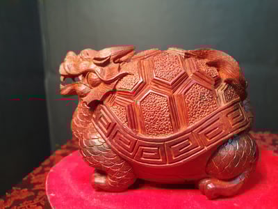 精選印度小葉紫檀實心料製【3號招財龍龜】3