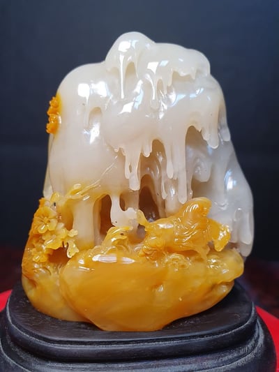 寮國田黃石極品滿結晶【踏雪尋梅】2